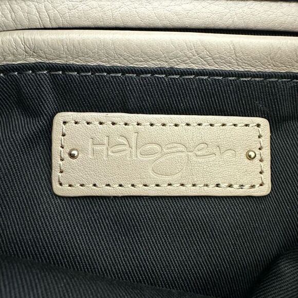 Halogen Colorblock Leather Clutch Black And Tan Top Zipper With Tassle - Picture 5 of 9